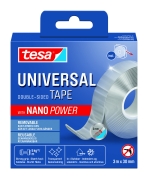 Universel dobbeltkl&aelig;bende tape Tesa med Nano Power 3 m x 20 mm