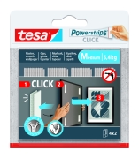 Powerstrips Tesa click medium 4 par - 5,4 kg. Klik, hæng op og fjern igen – uden mærker på væggen