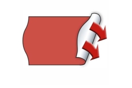 Prisetiket 26x16mm neon r&oslash;d med permanent lim rl. a 1.500 stk.