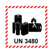 Fareetiket Lithiumbatteri UN 3480 hvid/sort 120x110mm 250stk/pak