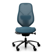 RH Kontorstol Mereo 220 med netryg Stof: Tonal bl&aring; 66186, Gas B Sort Fodkryds, Bl&oslash;de hjul