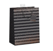 Gavepose str. M sort strib med guldprik 18x23x10 cm