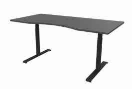 Hævesænkebord 140x90 cm antracit decor laminat mavebue sort stel