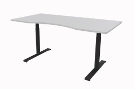 Hævesænkebord 140x90 cm lysgrå decor laminat mavebue sort stel