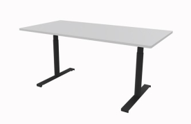 Hævesænkebord 140x80 cm lysgrå decor laminat rektangulær sort stel