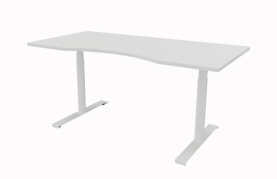 Hævesænkebord 140x90 cm hvid decor laminat mavebue hvid stel