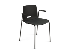 Fumac Stack30 stol med s&aelig;depolstring sort. Stof Xtreme sort. Med arml&aelig;n. Ben sort