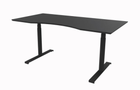 Hævesænkebord 140x90 cm sort linoleum MDF mavebue sort stel