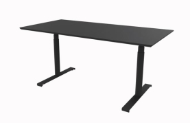 Hævesænkebord 140x80 cm sort linoleum MDF rektangulær sort stel