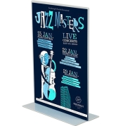 Brochureholder A4 T-fod transp. akryl ( Fod p&aring; kort led ) 