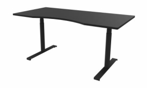 Hævesænkebord 140x90 cm sort decor laminat mavebue sort stel
