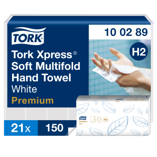 Håndklædeark Tork Premium H2 2 lag 150 ark x 21 100289 3 fold