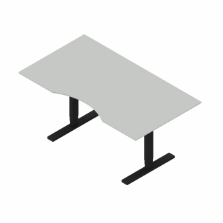 Dencon hævesænkebord 160x90 cm lysgrå HPL mavebue sort stel