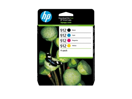 Bl&aelig;kpatron HP No912 s&aelig;t 4 pak. sort, bl&aring;, gul og r&oslash;d 6ZC74AE