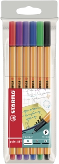 Fiberpen Stabilo Point 88 s&aelig;t 0.4 mm Fineliner / 6 stk. ass 