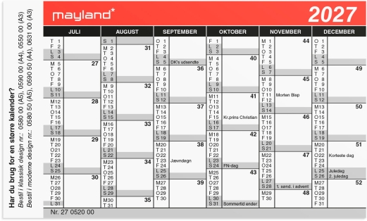 Mini kalender 2027 - 27052000