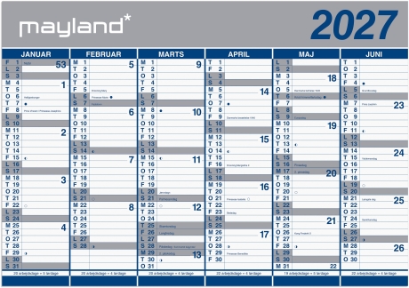 K&aelig;mpekalender 2x6 mdr. papir 2027 (i plastpose) - 27064100