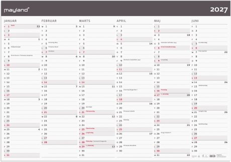 K&aelig;mpekalender Moderne 2x6 mdr. papir r&oslash;r 2027 - 27064200