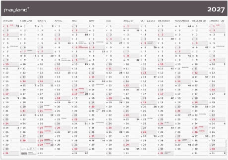 K&aelig;mpekalender Moderne 1x13 mdr. papir r&oslash;r 2027 - 27064300