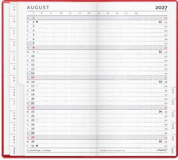 Index Planner m&aring;nedskalender r&oslash;d vinyl 2027 - 27090010