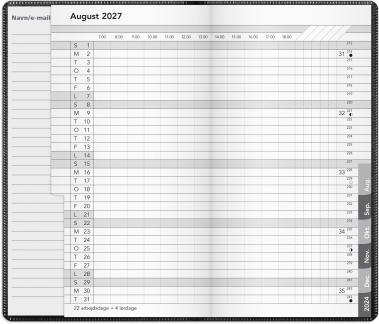Basic m&aring;nedskalender sort PP-plast 2027 - 27090100