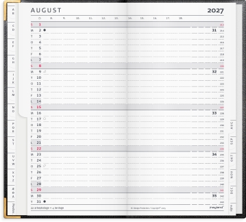 Index Planner m&aring;nedskalender sort skind 2027 - 27092100
