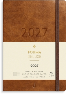 A6 Forma Deluxe ugekalender tv&aelig;rf. brun kunstskind 2027 - 27201410