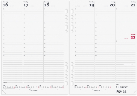 System A5 ugekalender h&oslash;jformat REFILL 2027 - 27295000