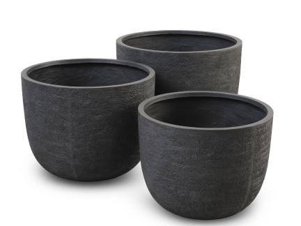 Kaktuspotter Ø80/Ø90/Ø100 cm, antracit fibercement (sæt med 3)