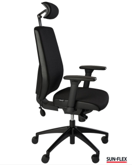 Kontorstol m/armlæn-nakkest. sort 