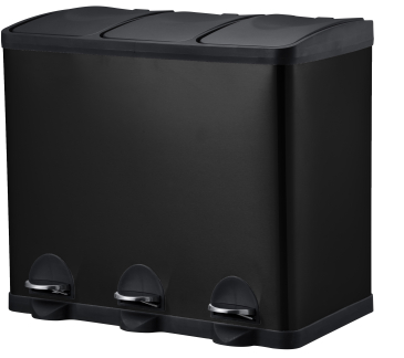 Atlantic affaldssystem sort 3 x 15 liter med pedal samt inderspande i plast