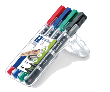 Marker&nbsp;Lumocolor&nbsp;Duo&nbsp;permanent F/M&nbsp;assorteret&nbsp;4stk/s&aelig;t&nbsp;348 