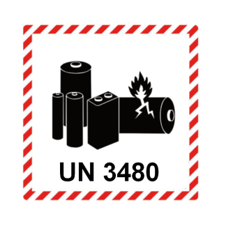 Fareetiket Lithiumbatteri UN 3480 hvid/sort 120x110mm 250stk/pak