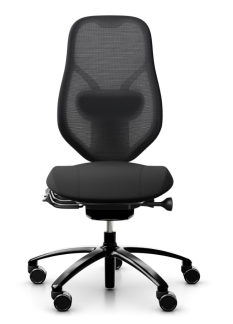 RH Kontorstol Mereo 220 med netryg Stof: Select sort 60999, Gas B Sort Fodkryds, Bl&oslash;de hjul