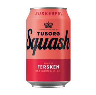 Tuborg Squash Fersken sodavand Sukkerfri 24 stk x 33 cl. inkl. A-pant