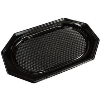 Cateringfad A-PET sort mellem 450&times;300&times;25mm oval 10x10stk/kar