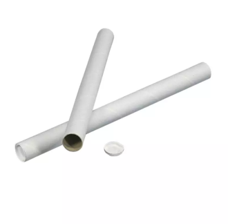 Papr&oslash;r hvid &Oslash;70x1600x2mm incl hvid plast l&aring;g