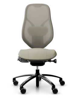 RH Kontorstol Mereo 220 med netryg Stof: Oat beige 61179/Tonal TOL61179, Gas B Sort Fodkryds, Bl&oslash;de hjul