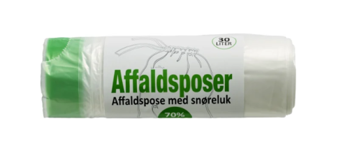Affaldspose 65x50 m/snoreluk 20my klar 30 liter 12 stk. pr. rl. 