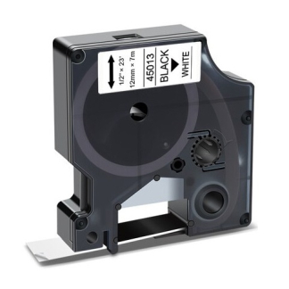 Prægetape D1 sort/hvid 12 mm x 7 m 45013