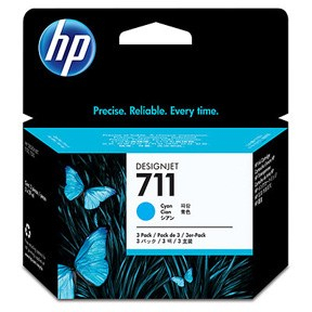 Blækpatron HP No711 cyan 3 pak HPCZ134A 29ml  t/T120/T520