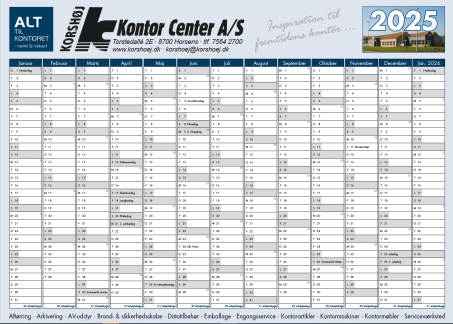 Korshøj Vægkalender 2025 50x70cm stor  U/B