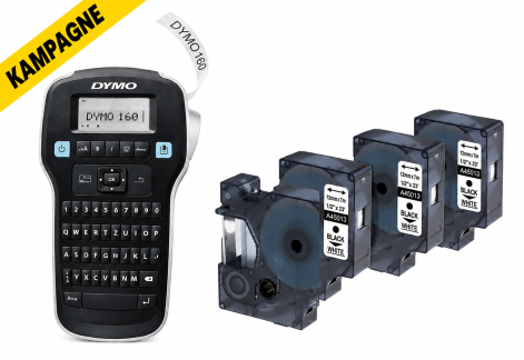 Labelmaskine DYMO LM160P t/ D1 tape 6-12 mm / 3 stk. b&aring;nd Bruger 6 x AAA batterier