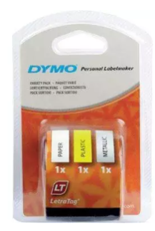 Labeltape DYMO LetraTAG starterrul hvid/gul/sølv