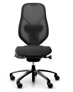 RH Kontorstol Mereo 220 med netryg Stof: Select sort 60999, Gas B Sort Fodkryds, Bl&oslash;de hjul