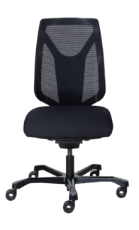 Delta Office 7 kontorstol Sort Med synkronvip og s&aelig;dedybde Fighter 60999, Bl&oslash;de hjul